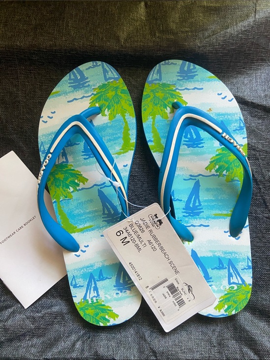 Coach Shoes - Coach Jadie Beach Scene Flip Flips NWT size 6